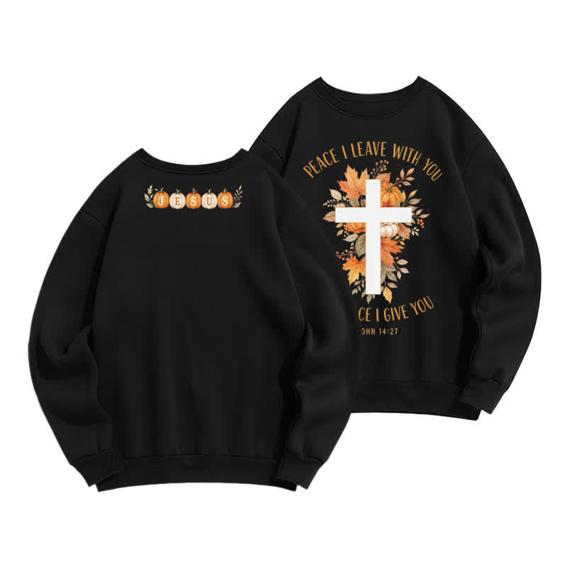 Christianartworkshop Jesus Autumn Pumpkin Graphic Cozy Fleece Sweatshirt - Black - 2XL - image 9