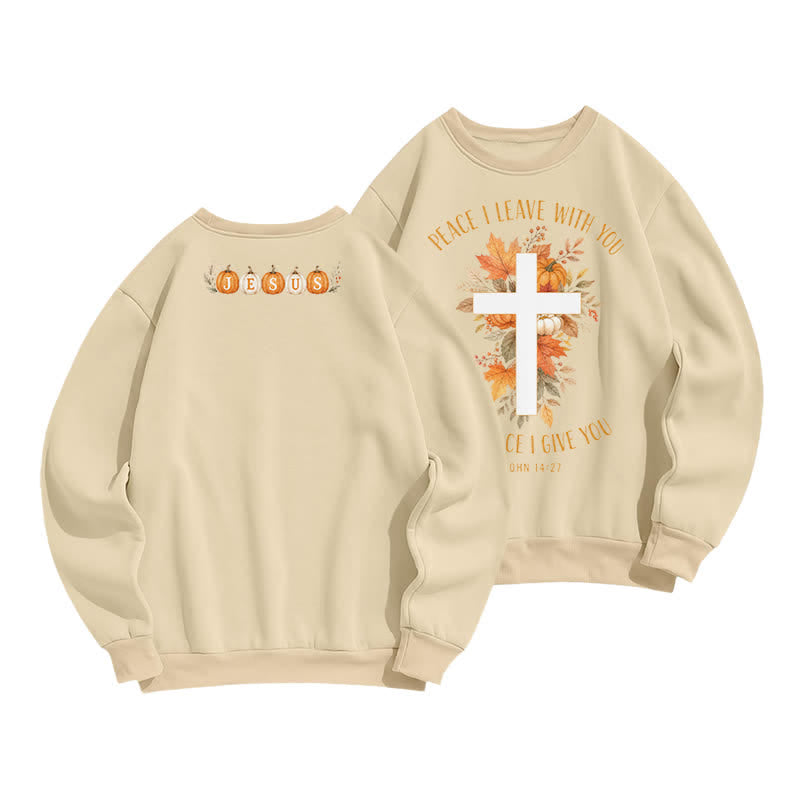 Christianartworkshop Jesus Autumn Pumpkin Graphic Cozy Fleece Sweatshirt - Apricot - 2XL - image 3