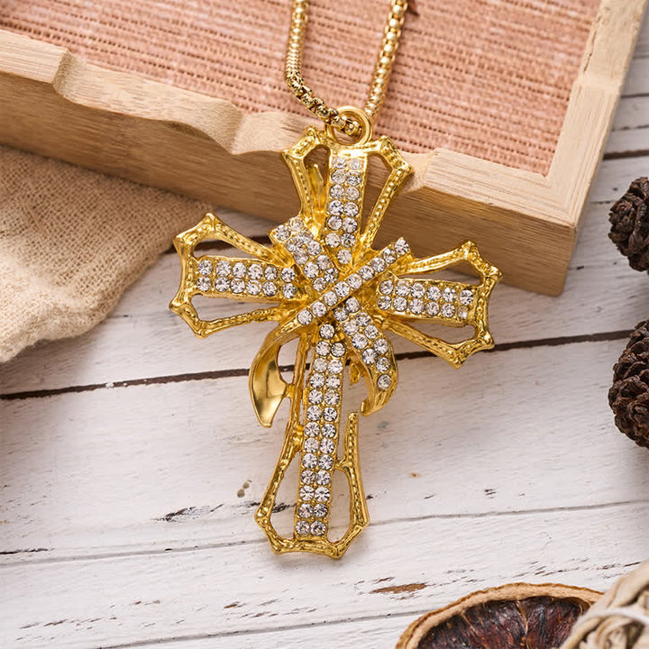 Christianartworkshop Luxe Jeweled Hollow Cross Box Chain Necklace: Icon of Quiet Heavenly Serenity - image 3