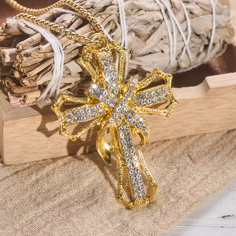 Christianartworkshop Luxe Jeweled Hollow Cross Box Chain Necklace: Icon of Quiet Heavenly Serenity - image 4