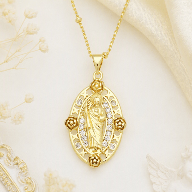 Christianartworkshop Devotion Inspired Enamel Copper St. Jude & Our Lady of Guadalupe Necklace - St. Jude B - image 10