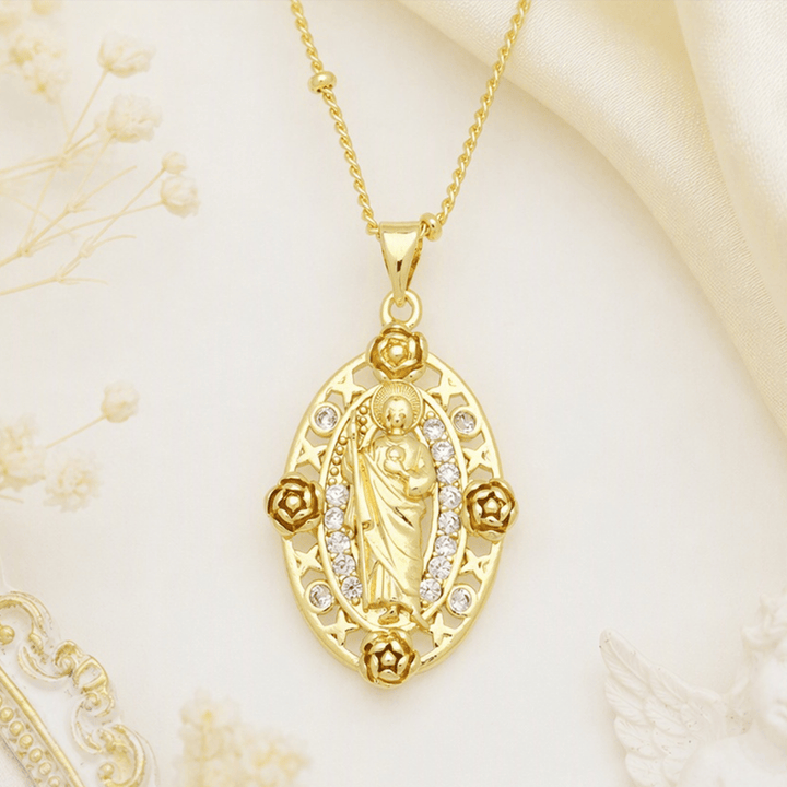 Christianartworkshop Devotion Inspired Enamel Copper St. Jude & Our Lady of Guadalupe Necklace - St. Jude B - image 10