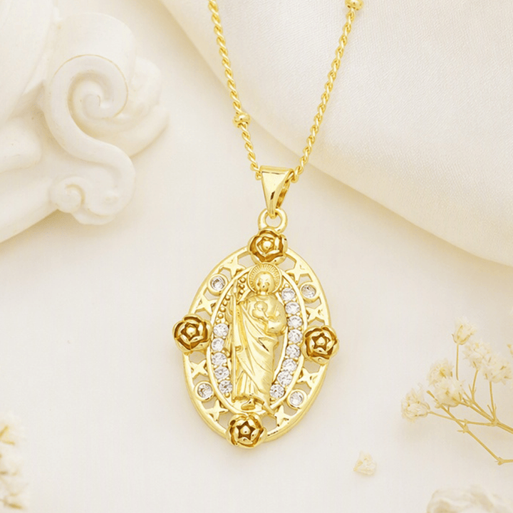 Christianartworkshop Devotion Inspired Enamel Copper St. Jude & Our Lady of Guadalupe Necklace - image 12