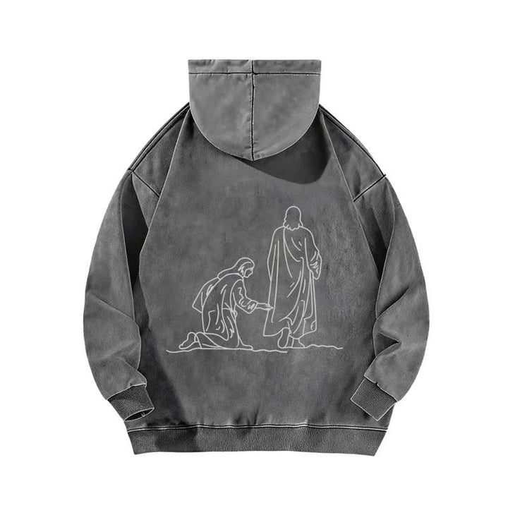 Christianartworkshop Hem Of His Garment Front And Back Washed Hoodie - image 7