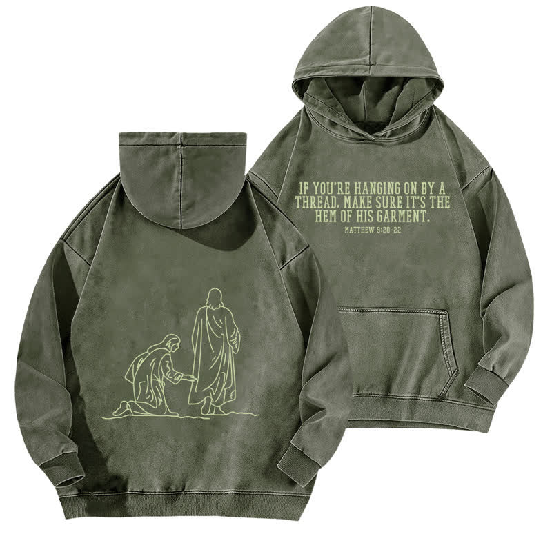 Christianartworkshop Hem Of His Garment Front And Back Washed Hoodie - Army Green - 5XL - image 15