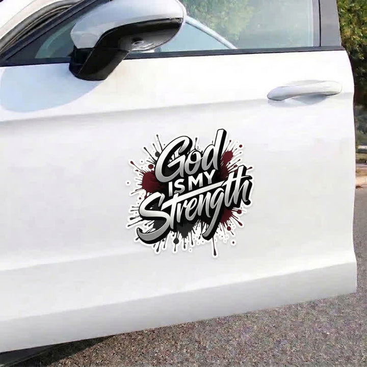 Christianartworkshop Graffiti God Is My Strength Plastic Car Sticker - image 2