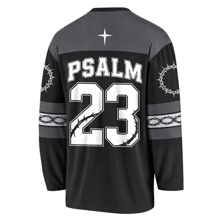 Christianartworkshop Psalm 23 Blood Of Jesus Black Hockey Jersey - image 1