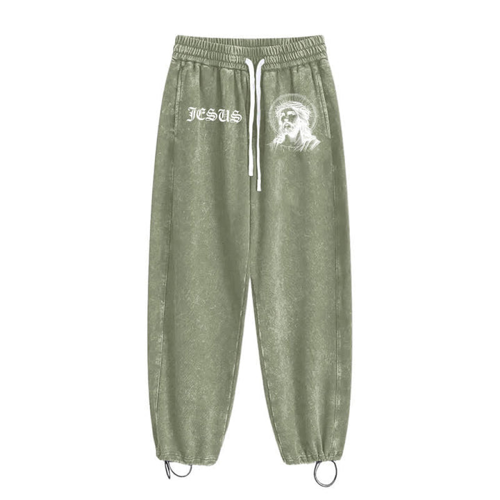 Christianartworkshop Jesus Portrait Gothic Script Blush Washed Sweatpants - image 26