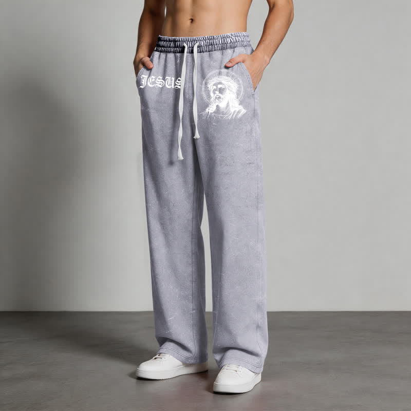 Christianartworkshop Jesus Portrait Gothic Script Blush Washed Sweatpants - image 20
