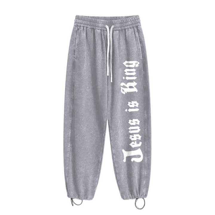 Christianartworkshop Black Gothic Script Streetwear Washed Sweatpants - image 10