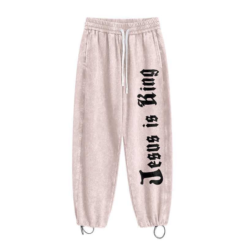 Christianartworkshop Black Gothic Script Streetwear Washed Sweatpants - image 26