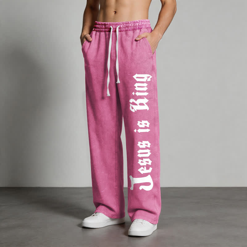 Christianartworkshop Black Gothic Script Streetwear Washed Sweatpants - image 36