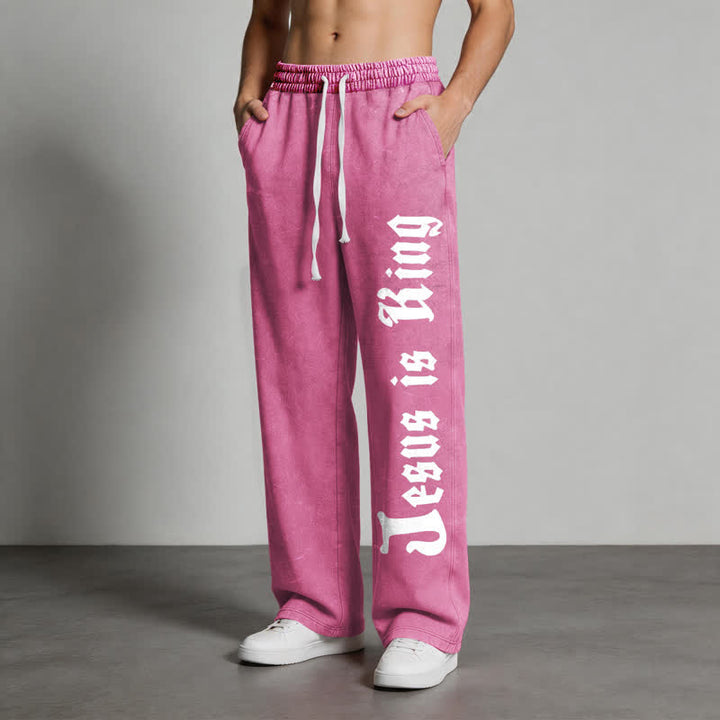 Christianartworkshop Black Gothic Script Streetwear Washed Sweatpants - image 36