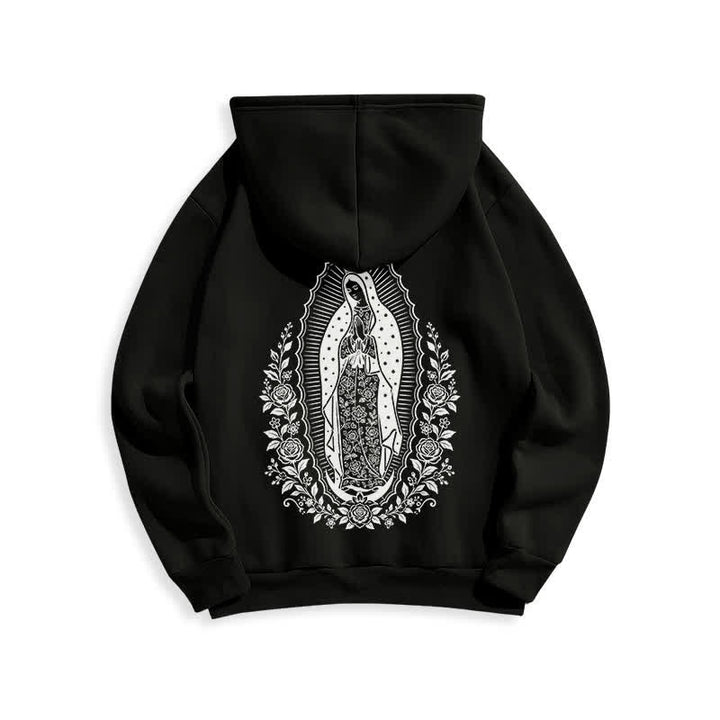 Christianartworkshop Light Blue Madonna Floral Streetwear Pullover Hoodie - image 7