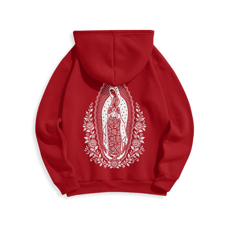 Christianartworkshop Light Blue Madonna Floral Streetwear Pullover Hoodie - image 16