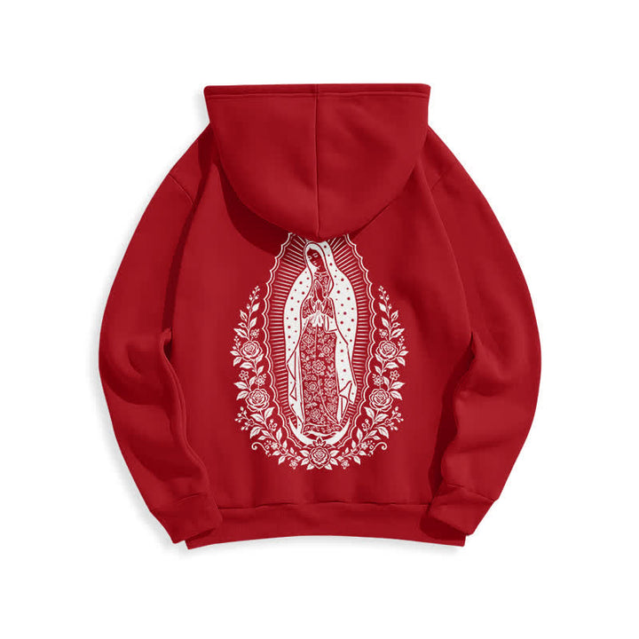 Christianartworkshop Light Blue Madonna Floral Streetwear Pullover Hoodie - image 16