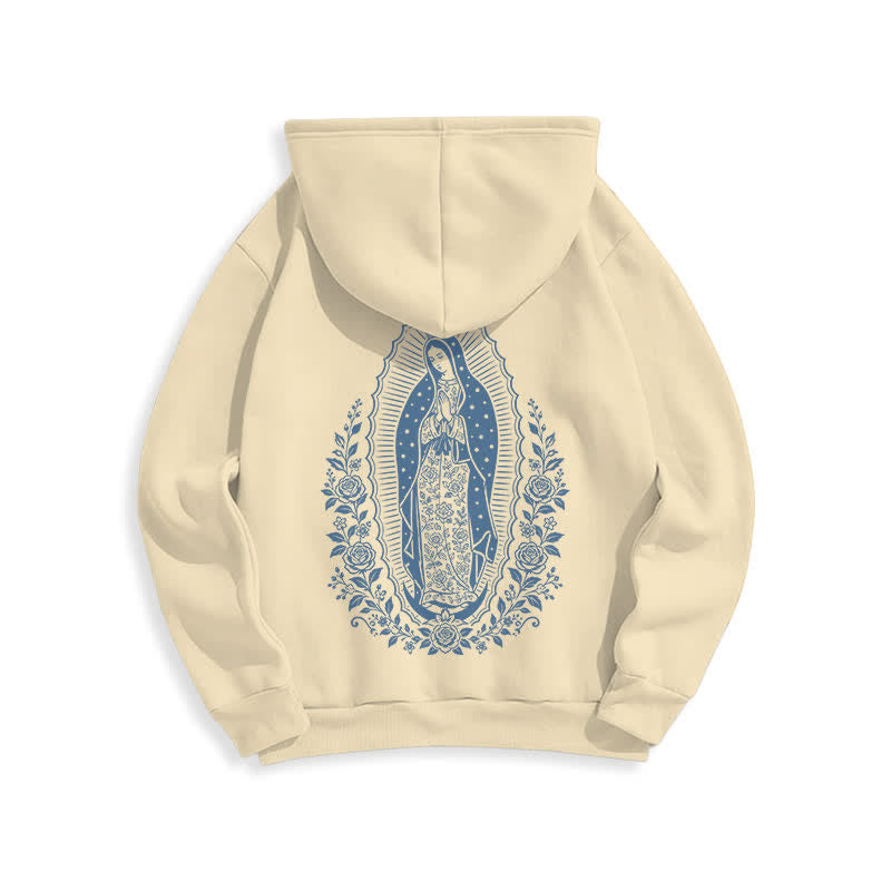 Christianartworkshop Light Blue Madonna Floral Streetwear Pullover Hoodie - image 13