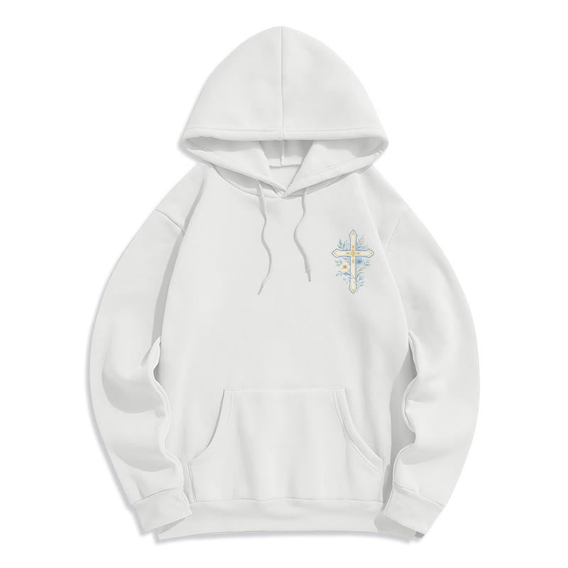 Christianartworkshop Olive Grace Cross Floral Fleece Lined Hoodie - image 8