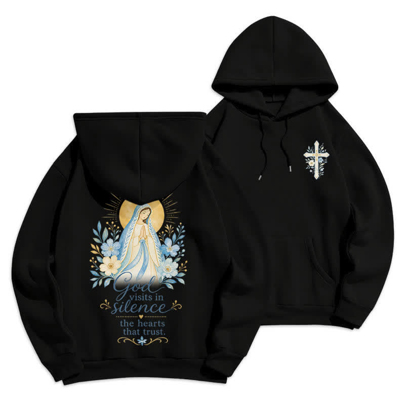 Christianartworkshop Olive Grace Cross Floral Fleece Lined Hoodie - Black - 2XL - image 12