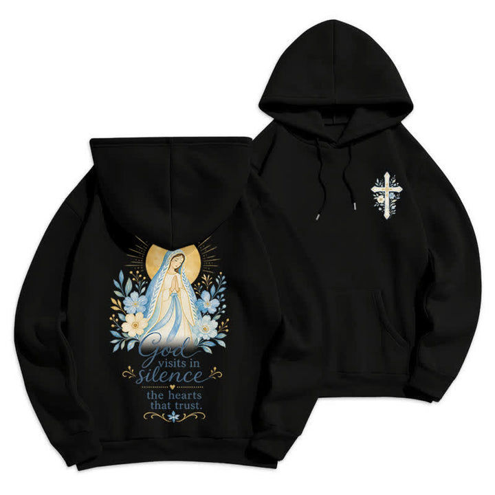 Christianartworkshop Olive Grace Cross Floral Fleece Lined Hoodie - Black - 2XL - image 12