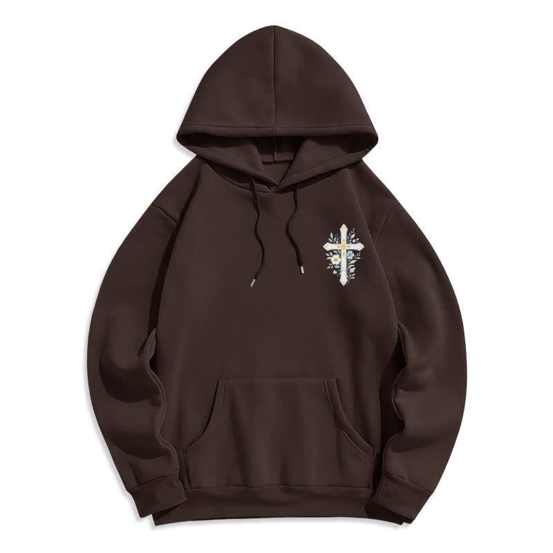 Christianartworkshop Olive Grace Cross Floral Fleece Lined Hoodie - image 20