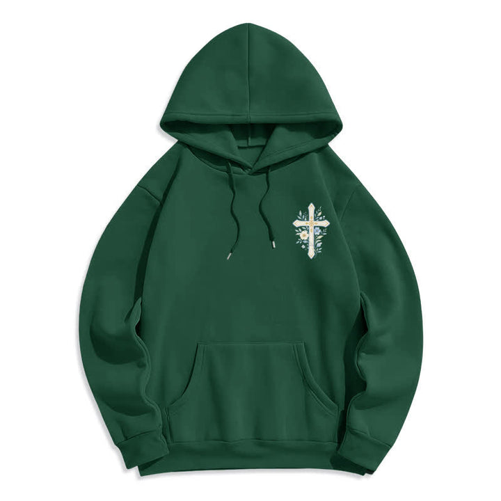 Christianartworkshop Olive Grace Cross Floral Fleece Lined Hoodie - image 2