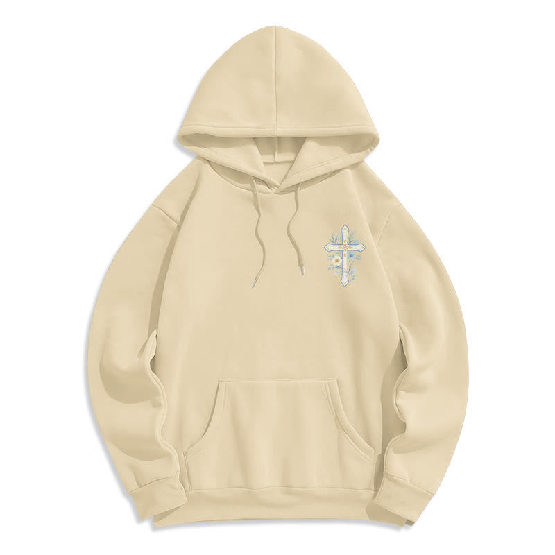 Christianartworkshop Olive Grace Cross Floral Fleece Lined Hoodie - image 5