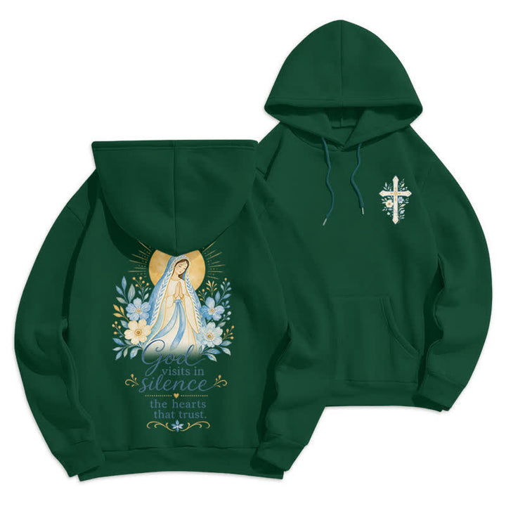 Christianartworkshop Olive Grace Cross Floral Fleece Lined Hoodie - Green - 2XL - image 0