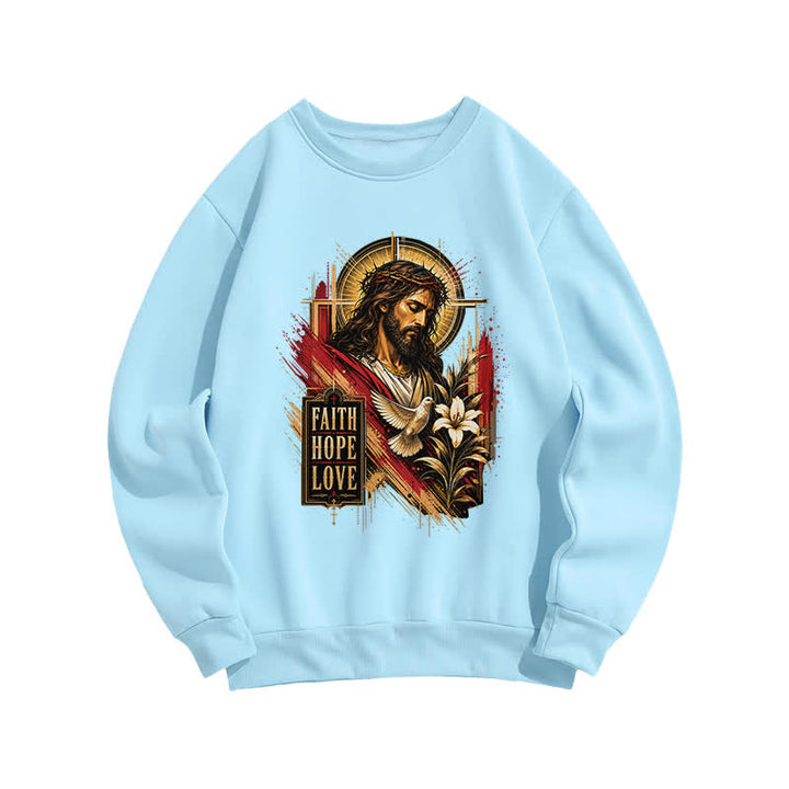 Christianartworkshop By His Grace Stained Glass Cross Black Crewneck Sweatshirt - image 5