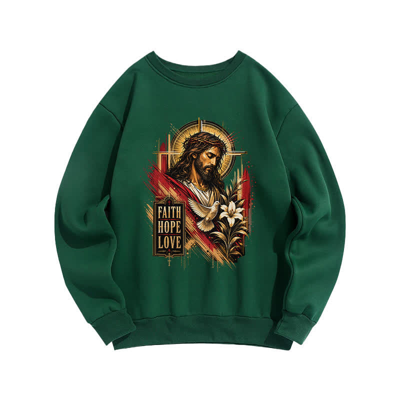 Christianartworkshop By His Grace Stained Glass Cross Black Crewneck Sweatshirt - image 14