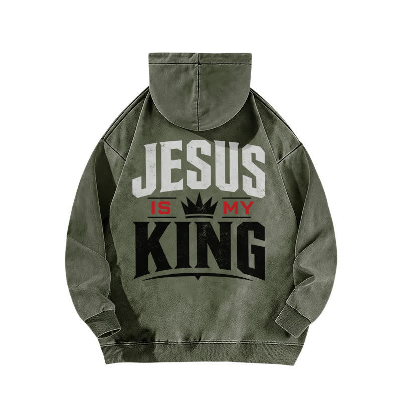 Christianartworkshop Just Jesus Jesus Is My King Washed Hoodie - image 7
