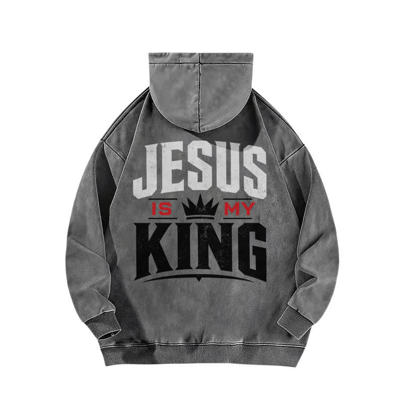 Christianartworkshop Just Jesus Jesus Is My King Washed Hoodie - image 1