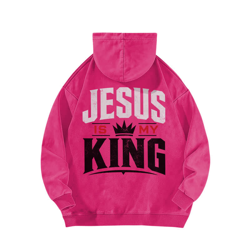Christianartworkshop Just Jesus Jesus Is My King Washed Hoodie - image 16