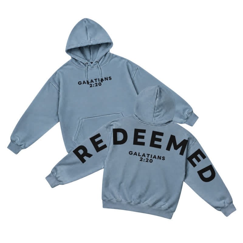 Christianartworkshop Redeemed Galatians 2:20 Statement French Terry Hoodie - Lake Blue - 5XL - image 31