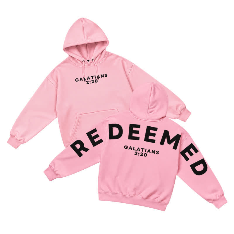Christianartworkshop Redeemed Galatians 2:20 Statement French Terry Hoodie - Pink - 5XL - image 22