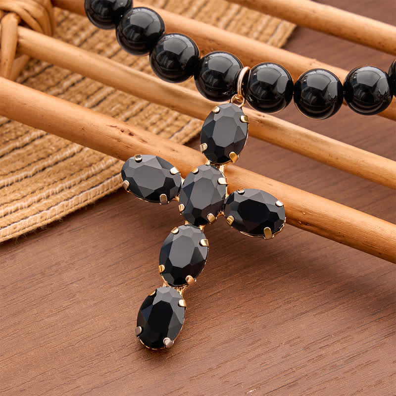 Christianartworkshop Rounded Plastic Bead Jeweled Cross Necklace: Marker for Quiet Meditation - image 11