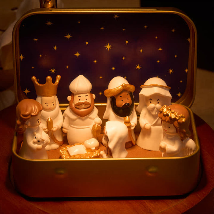 Christianartworkshop Portable Tin Box Nativity Resin Scene: Keepsake of Silent Holy Night - image 2